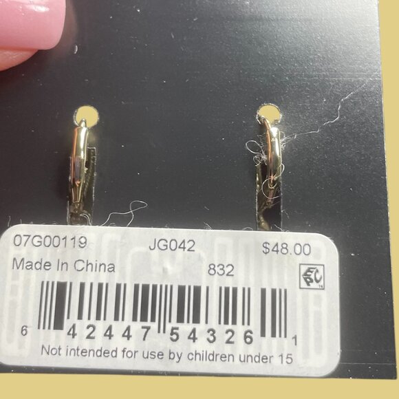 GIVENCHY EARRINGS NWT - GOLD COLORED STONE ACCENTED W RHINESTONES - LEVER BACK - Picture 3 of 3